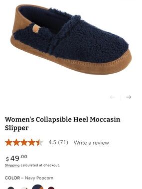 Acorn Navy Popcorn Collapsible Heel Moccasin Slipper